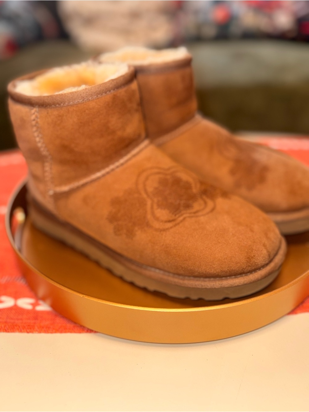 UGG Chestnut Suede Shearling-Lined Ankle Boots